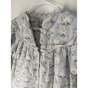 Vintage Lanz of Salzburg Sheep Flannel Nightgown Cotton Lace Trim S Cozy Cottage